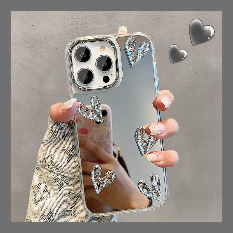 褶皱立体爱心适用iphone17/16pro max手机壳苹果15电镀14保护套13