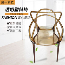 北欧亚克力会场餐厅椅家用舒适塑料凳子靠背扶手简约透明水晶餐椅