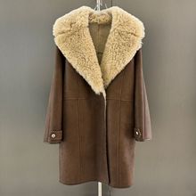 美拉德皮毛一体外套女2025冬季高端羊毛羊皮皮毛一体中长款大衣女