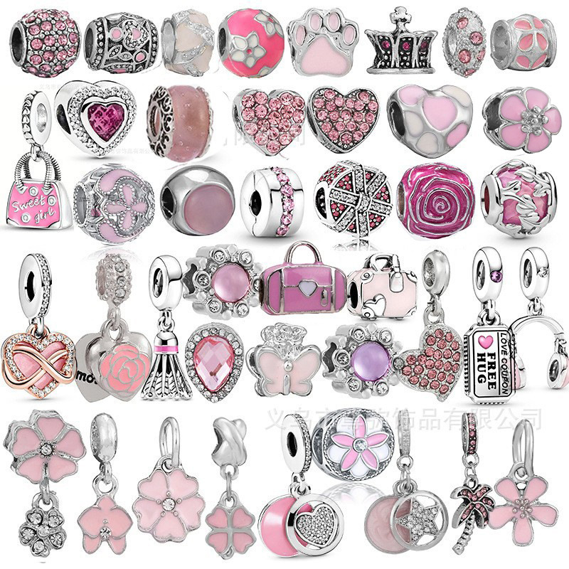 L/Panjiadora Pink Painting Oil Point Diamond Peach Heart Accessories diy Bracelet Necklace Accessories Wholesale