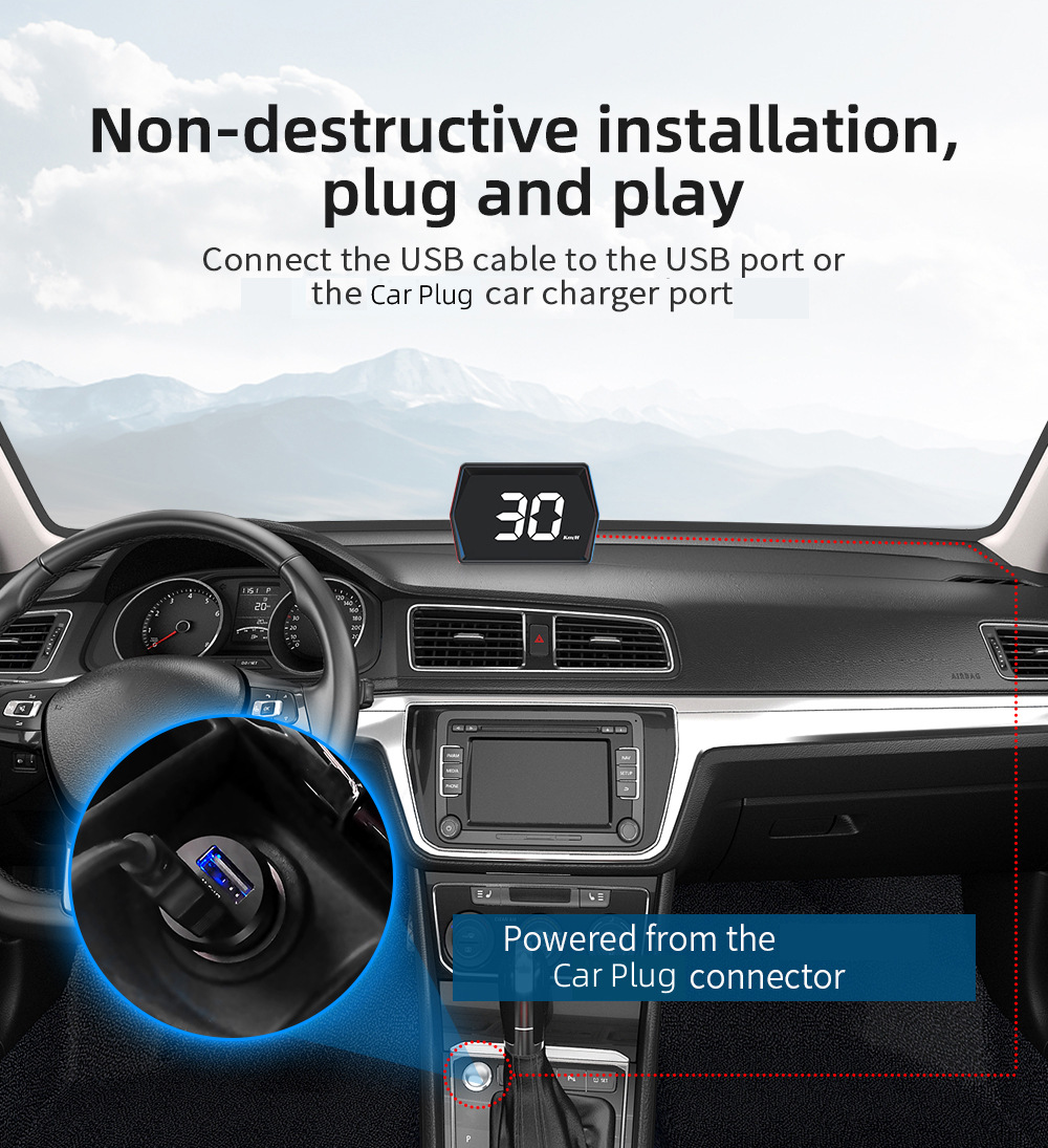 Universal car HUD head-up display Beidou GPS vehicle speed measuring instrument high-definition head-up display simple model G20