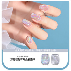 Ennis Universal Crystal Cat Eye Nail Polish 2024 New Rainbow Ice Transparent Aurora Wide Cat Eye Manicure