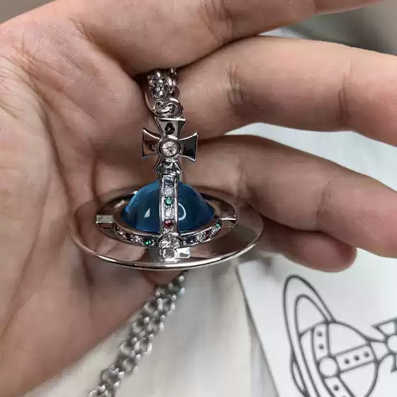 Empress Dowager Large 20mm Crystal Ball Stereo Saturn ORB UFO Necklace Women's Little Red Riding Book Explosive sweater chain