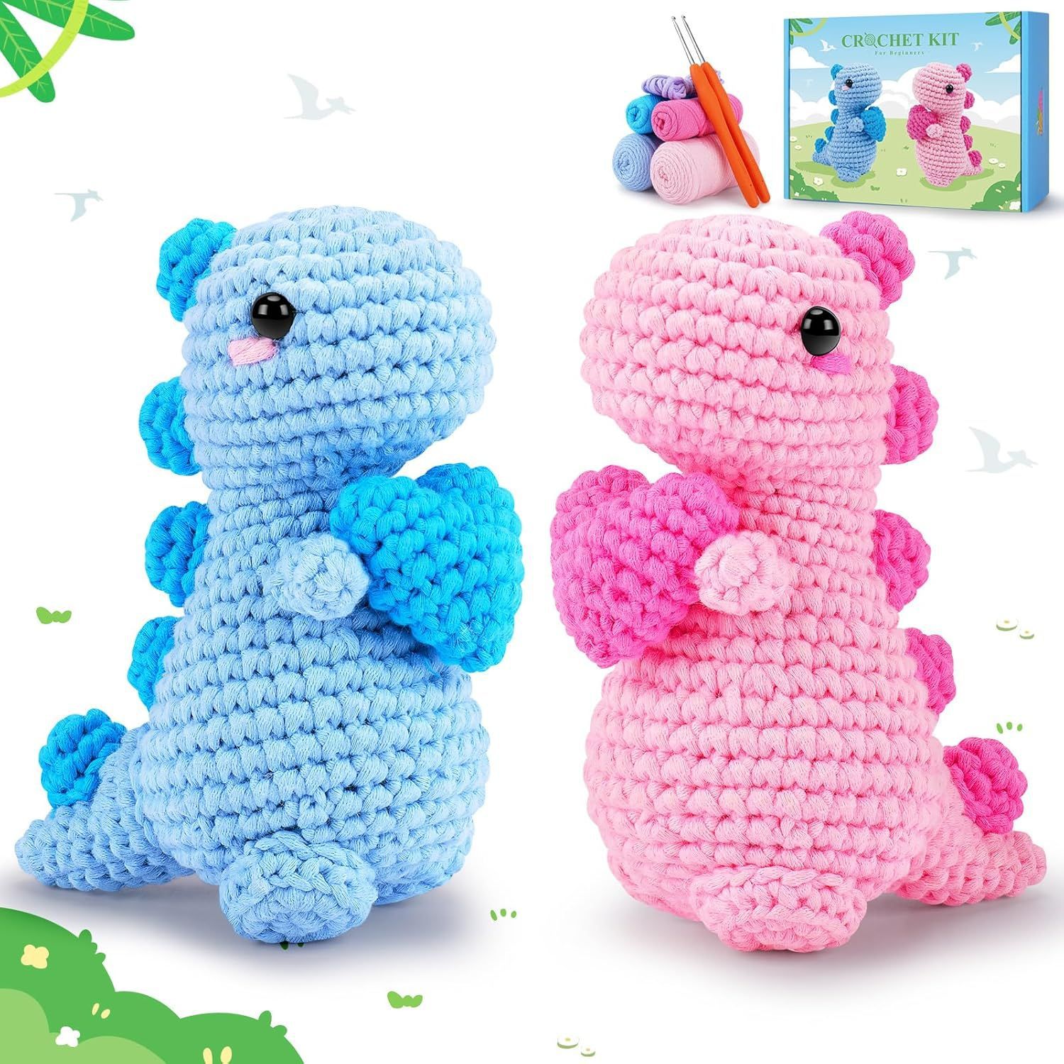 파란색과 분홍색 공룡