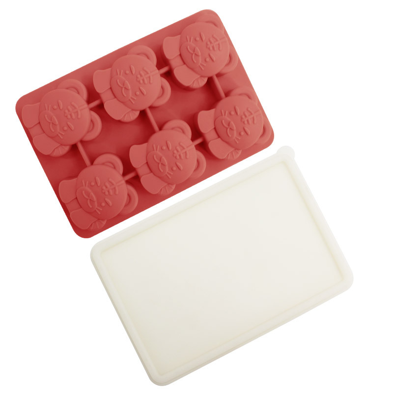 Whisky transfronterizo de dibujos animados rejilla de hielo de silicona molde de hielo con tapa molde de hielo para hockey sobre hielo caja de almacenamiento de hielo para el hogar en stock