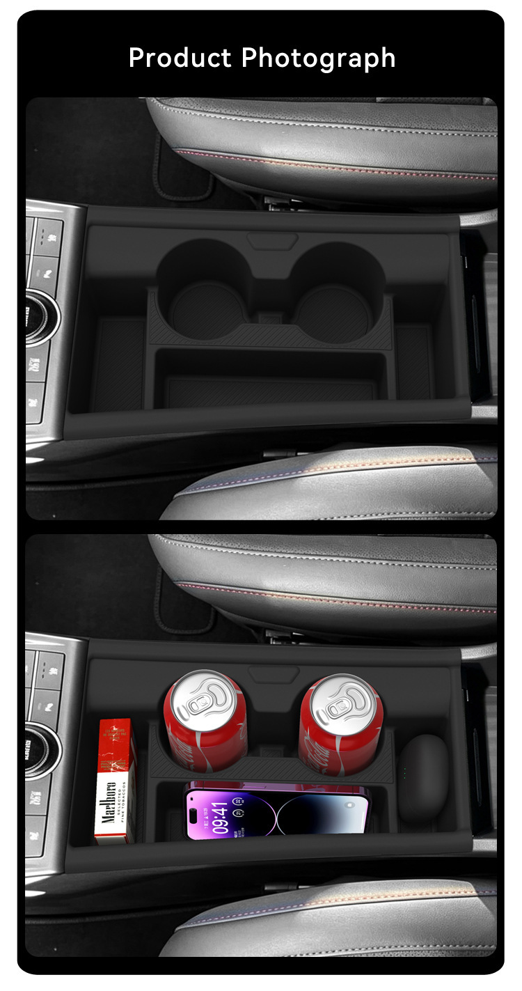 Suitable for 25 models of Hyundai KONA, this center console cup holder cover is a silicone protective and anti-slip mat, a car accessory for modification