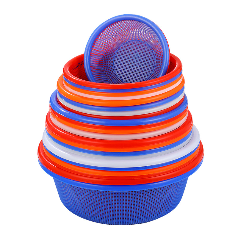 Cesta de drenaje redonda de cocina pequeña cesta de plástico caída gran filtro de agua lavar verduras cesta de frutas tamiz de arroz