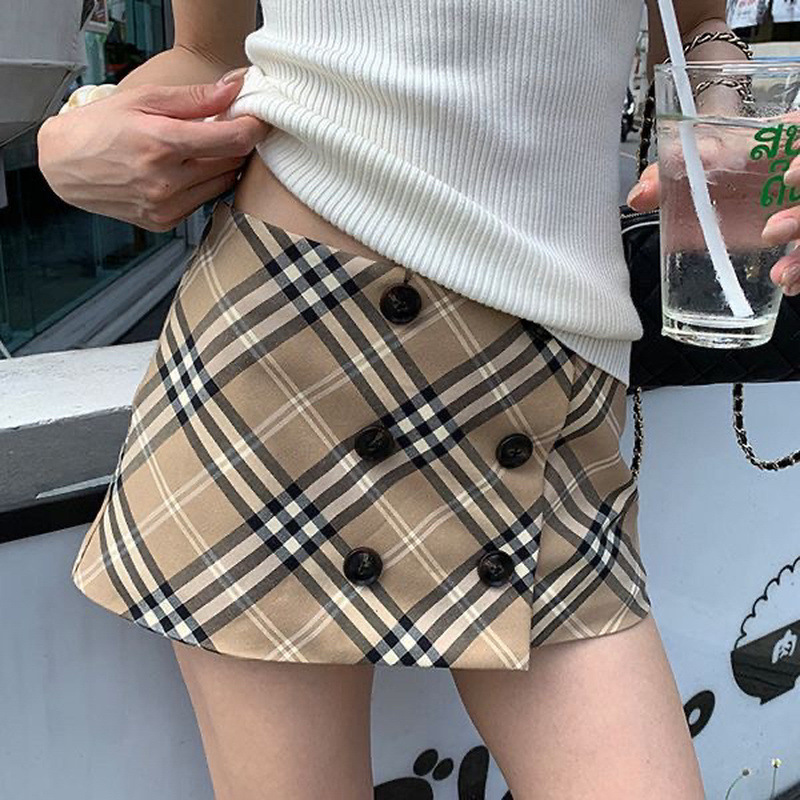 Plaid Skirt for Women, New Summer Style, Korean Style, High-Waisted, Slimming, Hip-Hugging, Petite, Fashionable, Versatile, Irregular Short Skirt Plaid Skirt for Women, New Summer Style, Korean Style, High-Waisted, Slimming, Hip-Hugging, Petite, Fashionable, Versatile, Irregular Short Skirt