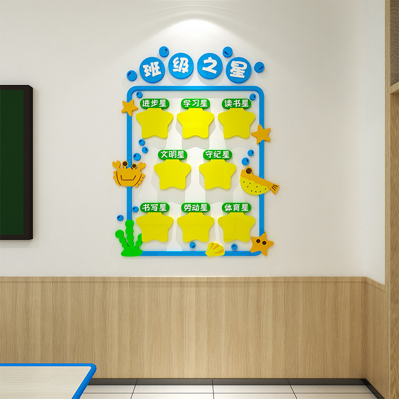 Primary and Secondary School Class Weekly Star Cultural Wall Classroom Layout Decoration Honor List Honor List Photo Display Wall
