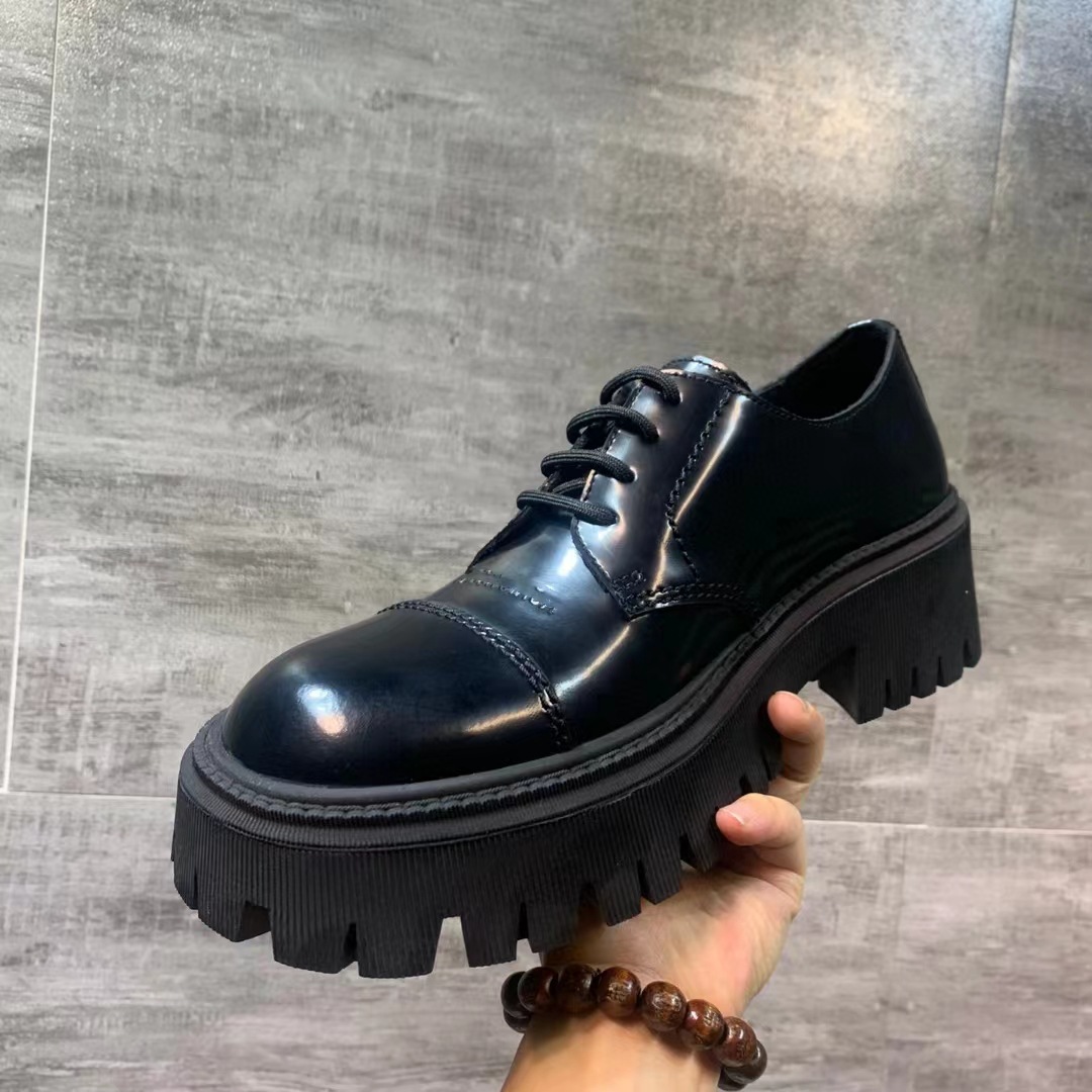 ShoeVault 2023 New Trendy Retro Distressed Men's Versatile Big Toe Derby Thick Sole Height Increasing Single Platform Shoes_voghion.com