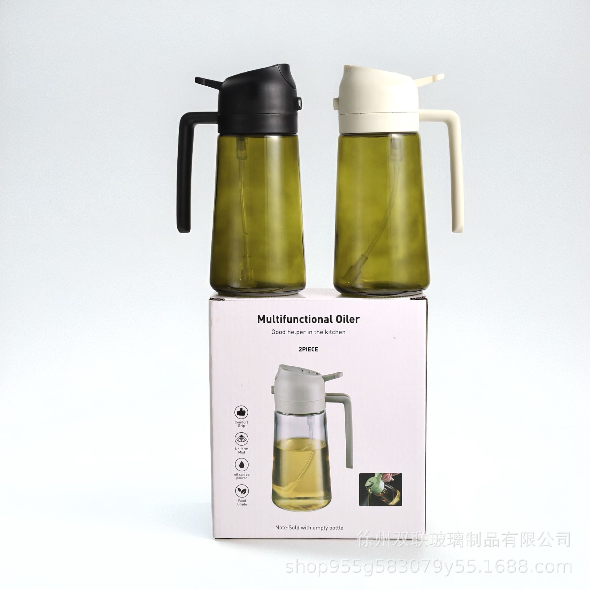 Nuevo tipo de pulverización de doble propósito de vidrio de aceite de pulverización de aceite de cocina doméstica sin colgar aceite a prueba de fugas de aceite de salsa de soja botella de vinagre