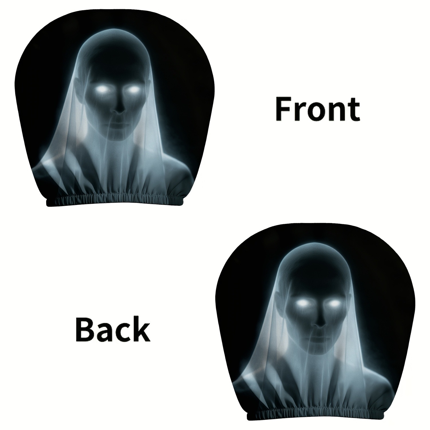 Car Headrest Cover with Ghost Bride and Glowing Eyes, Personalized Print, Universal for Car Interiors, Can Be Labeled and Shipped on Behalf of Others, Made According to Your Image