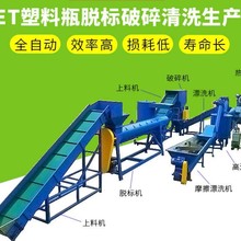 PET矿泉水瓶破碎粉碎机塑料瓶脱标剥纸机废旧塑料回收清洗设备