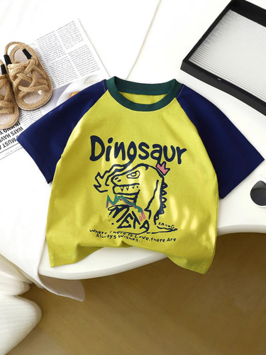 Children's Short-Sleeve T-Shirt Pure Cotton Summer Clothing 2025 New Arrival Boys Middle and Small Children Summer Top Half-Sleeve Trendy T
