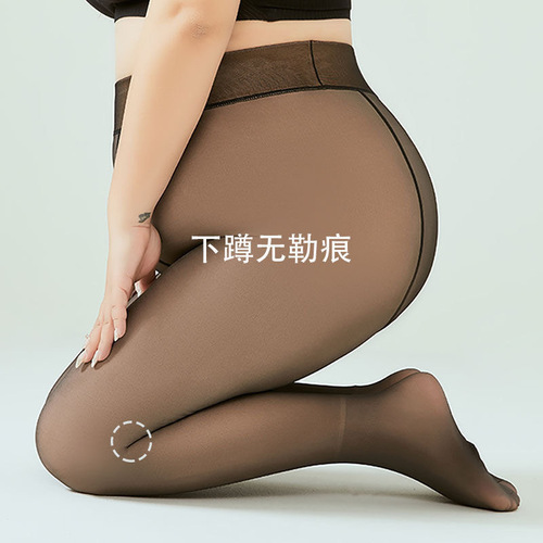 Best-selling extra-large size sheer skin black skin-thickening padded tights with added warmth for women, suitable for wearing in autumn and winter.