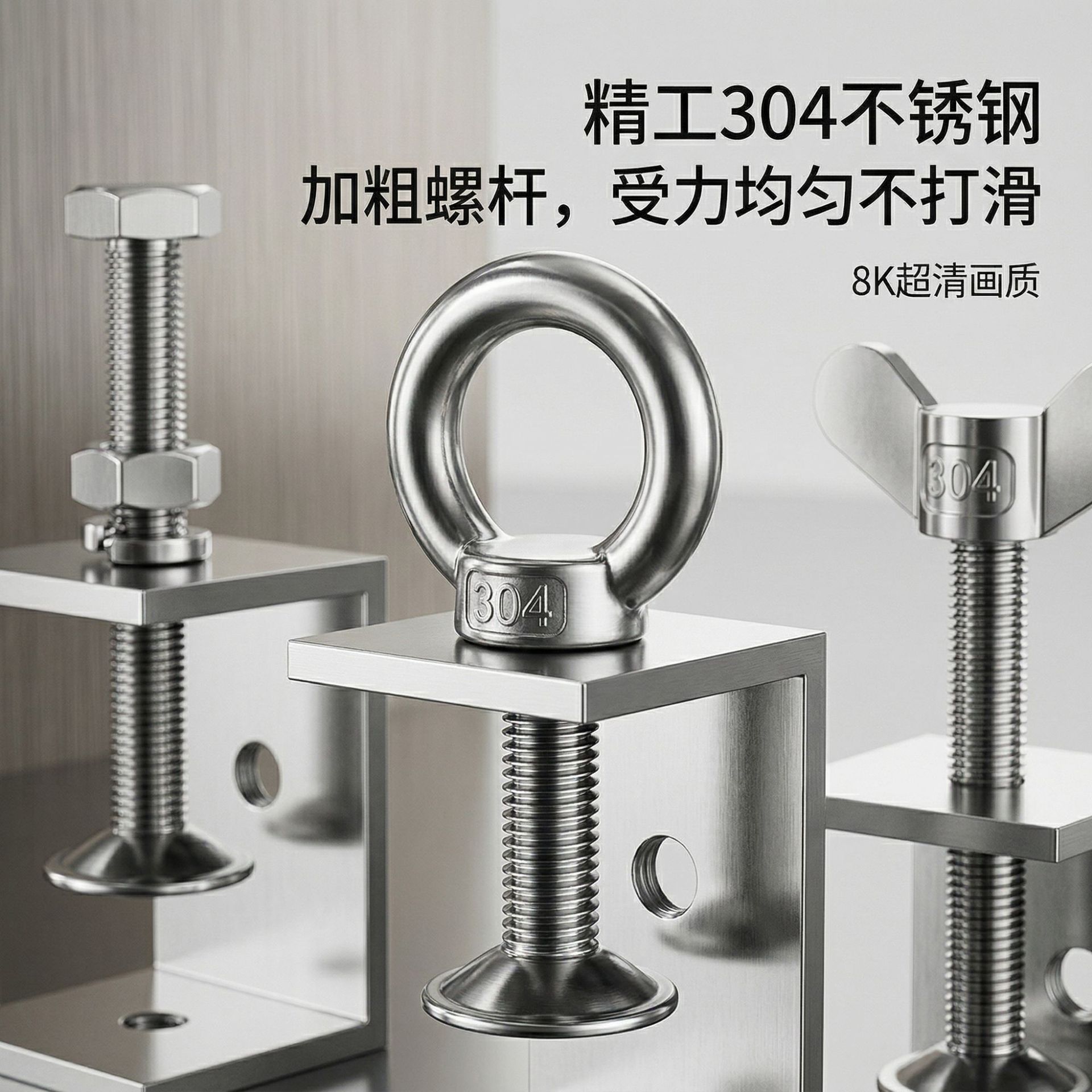 304不锈钢老虎卡子 U型夹 C型夹 钢管方形夹具手拧吊环夹紧器开口