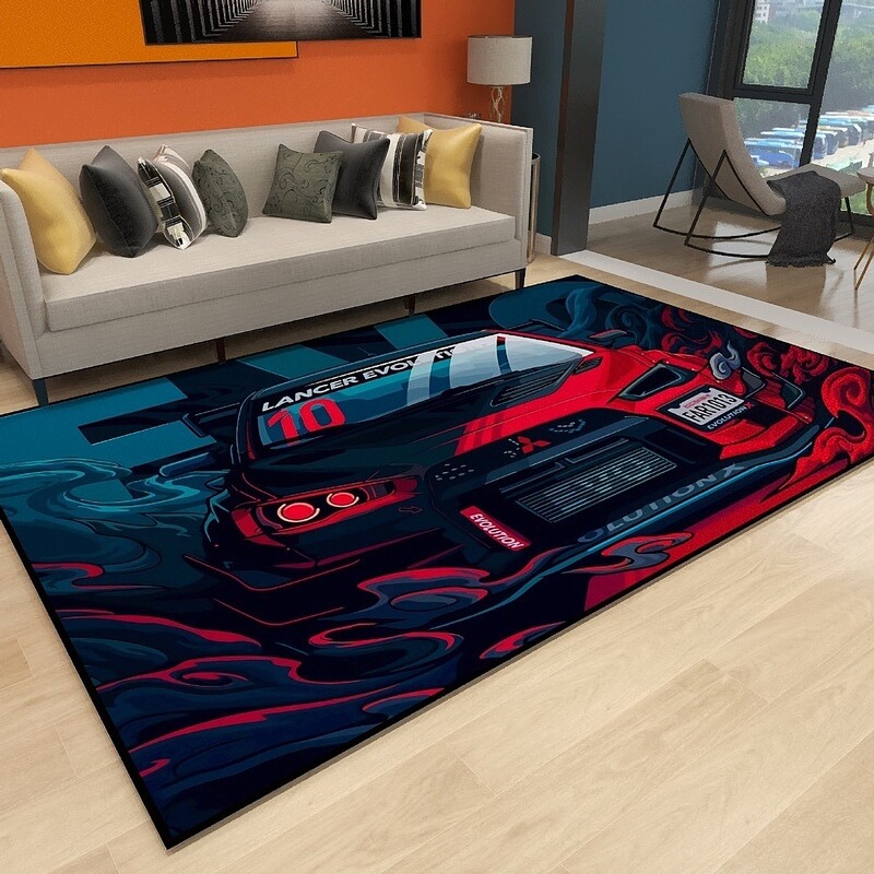 Cross-border living room carpet racing theme e-sports room decorative carpet non-slip stain-resistant full shop fashion bedroom carpet