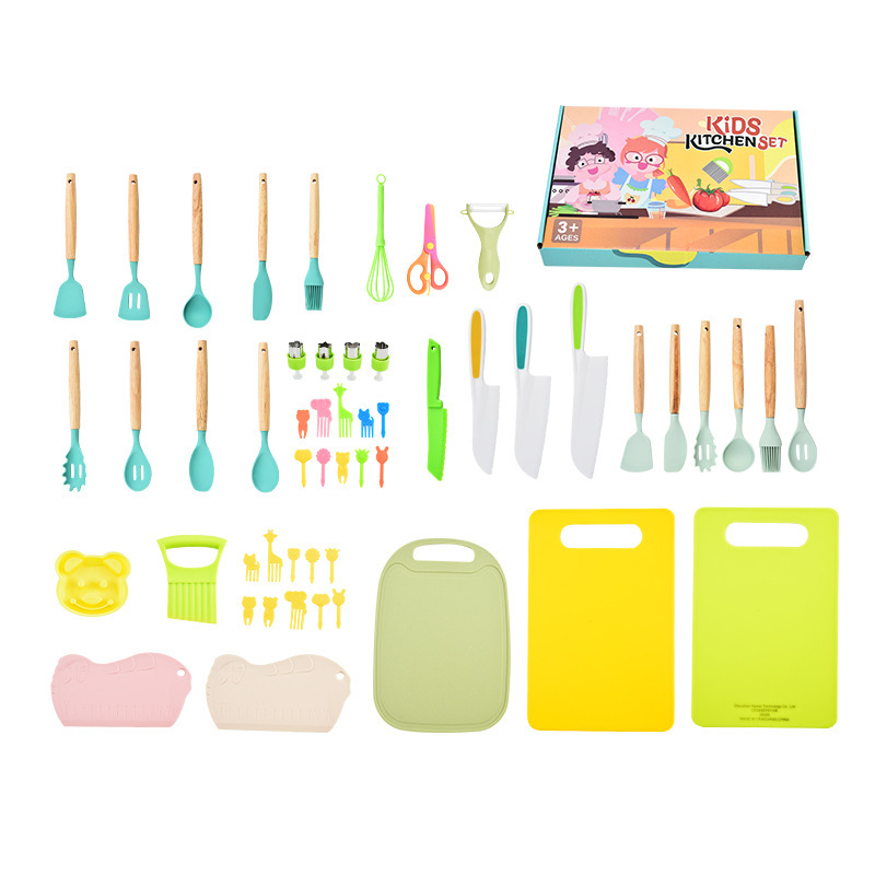 Juego de juguetes para hornear de educación temprana para niños Kindergarten Diy Gadgets Tablero de cocina Caja de regalo de 35 piezas pp Cuchillo de frutas