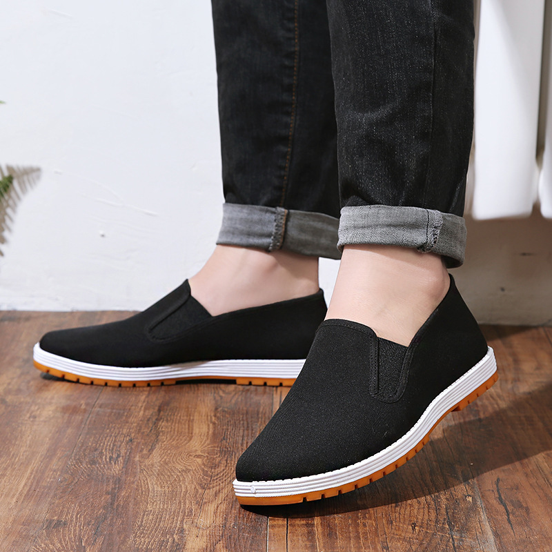 Huayu Tianxingjian Old Beijing Cloth Shoes Men's Middle-aged and Elderly Casual Men's Shoes Slip-on Beef Sole Black Cloth Shoes Soft Sole Shoes