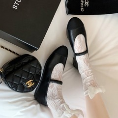 葡萄媽studiolee 經典時髦拼色百搭顯瘦鬆緊一字帶小圓頭單鞋女