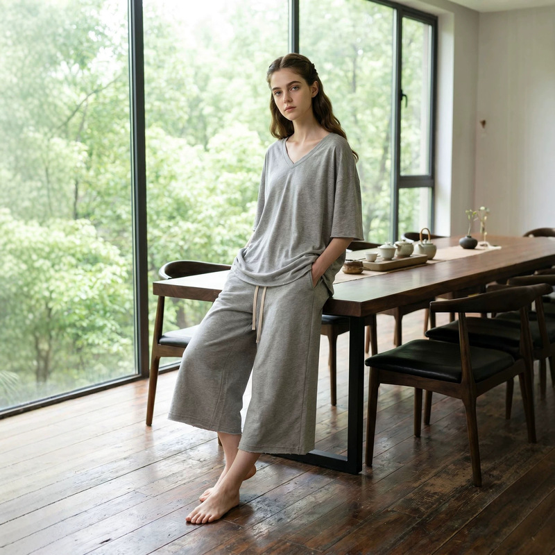 Foreign Trade Factory High Street Style Ripped Hem Cropped Pants, Loose Wide-Leg Sports Pants, Lightweight Skin-Friendly Fine Cotton Loop Casual Sweatpants Foreign Trade Factory High Street Style Ripped Hem Cropped Pants, Loose Wide-Leg Sports Pants, Lightweight Skin-Friendly Fine Cotton Loop Casual Sweatpants