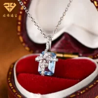 Легкая роскошь ниши 18K Jinhai Blue Bao Diamond Ожерелье Фабрика для прямой трансляции внешней торговли