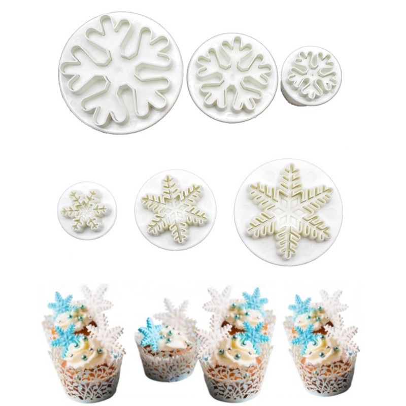 斯可DIY模具 3pcs粗細雪花彈簧壓模 烘焙用品套裝 餅乾塑料模具