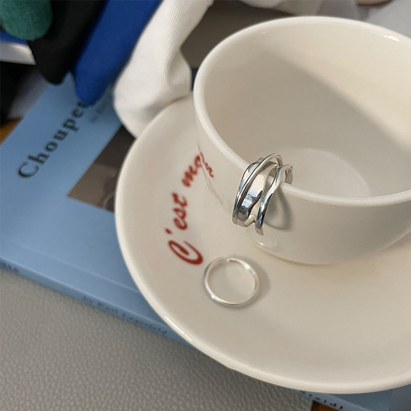Anello di tendenza per coppie con dito indice in argento puro, design di nicchia, sensazione di alta qualità, personalità alla moda, per Capodanno_voghion.com