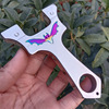 Slingshot stainless steel, street toy with butterfly with flat rubber bands, new collection, mirror effect