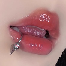 骷髅头唇环尖锥头电镀黑色恶魔钉唇环外螺纹欧美朋克辣妹穿刺饰品