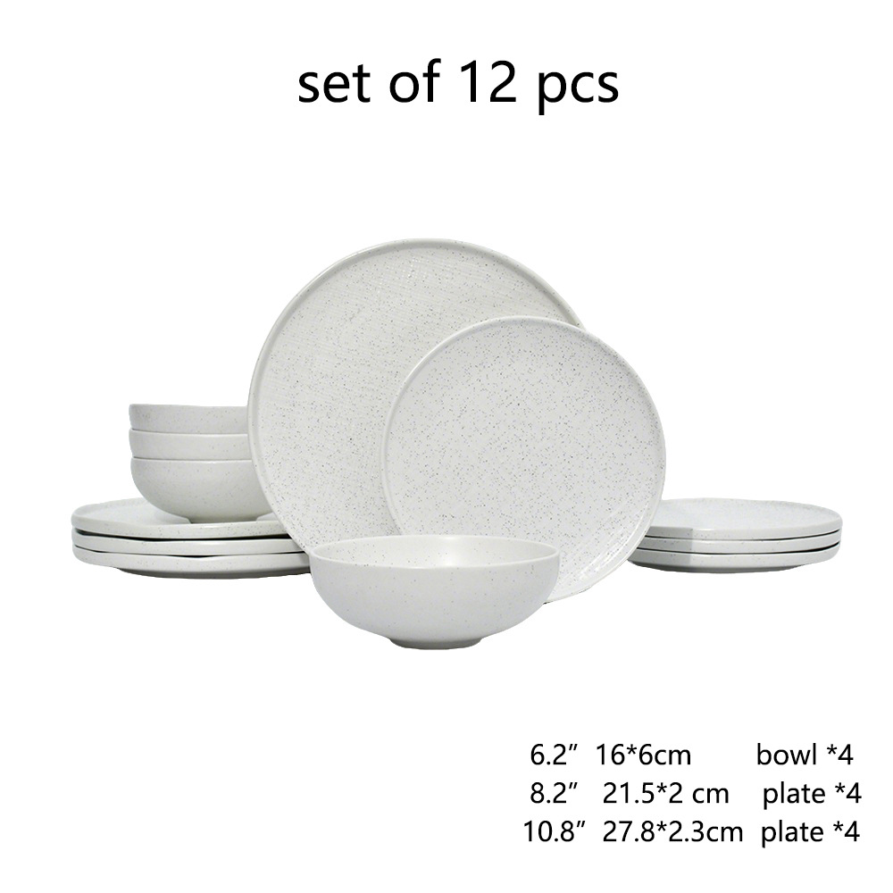 Ceramic black plates bowl dinnerware Set of 4 set de 16 piezas