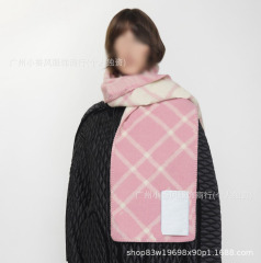 新粉色B家经典格纹围巾长巾高品质羊毛围巾披肩保暖双面围脖秋冬