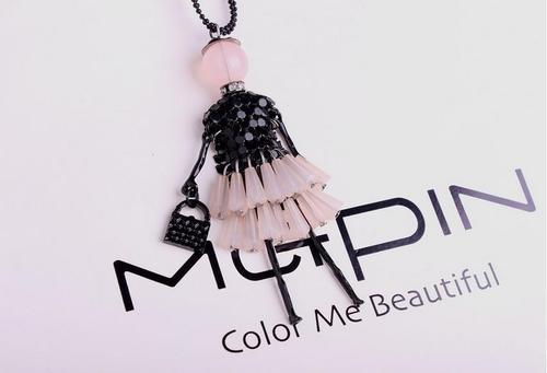 Japanese and Korean Style Woolen Chain Crystal Jewelry Pendant Long Necklace Girl's Necklace Accessory Pendant Body Chain Neck Decor