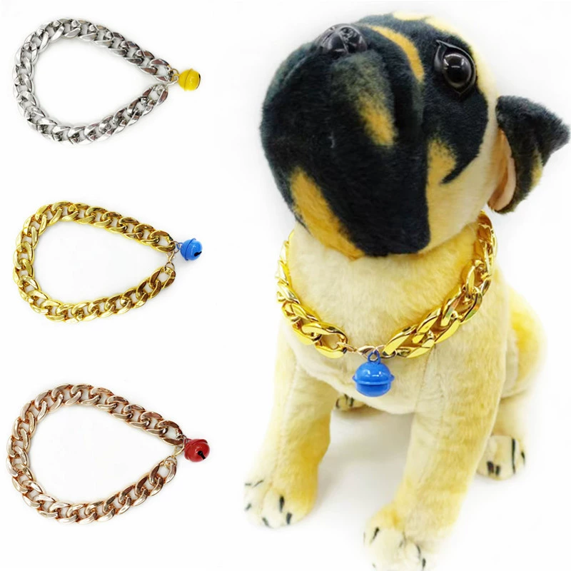 Фабрика Новое Ожерелье с колокольчиком для домашних животных Собака Фаду Баго Тедди Золотистый Ретривер Бульдог Tuhao Золотая цепочка Ошейник