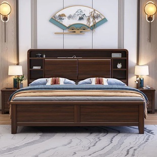 Purple Sandalwood Bed Leather Solid Wood Double Bed Chinese Style Factory Direct Sale Soft Upholstered Drawer Storage Bed 1.8m 1.5m