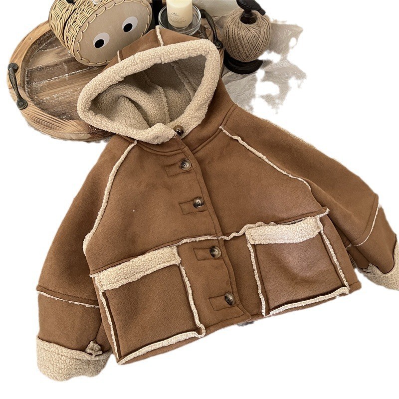 Estrella DE LOS NIÑOS ronda 2023 invierno nuevo estilo coreano ropa interior Cordero gamuza Maillard desgaste