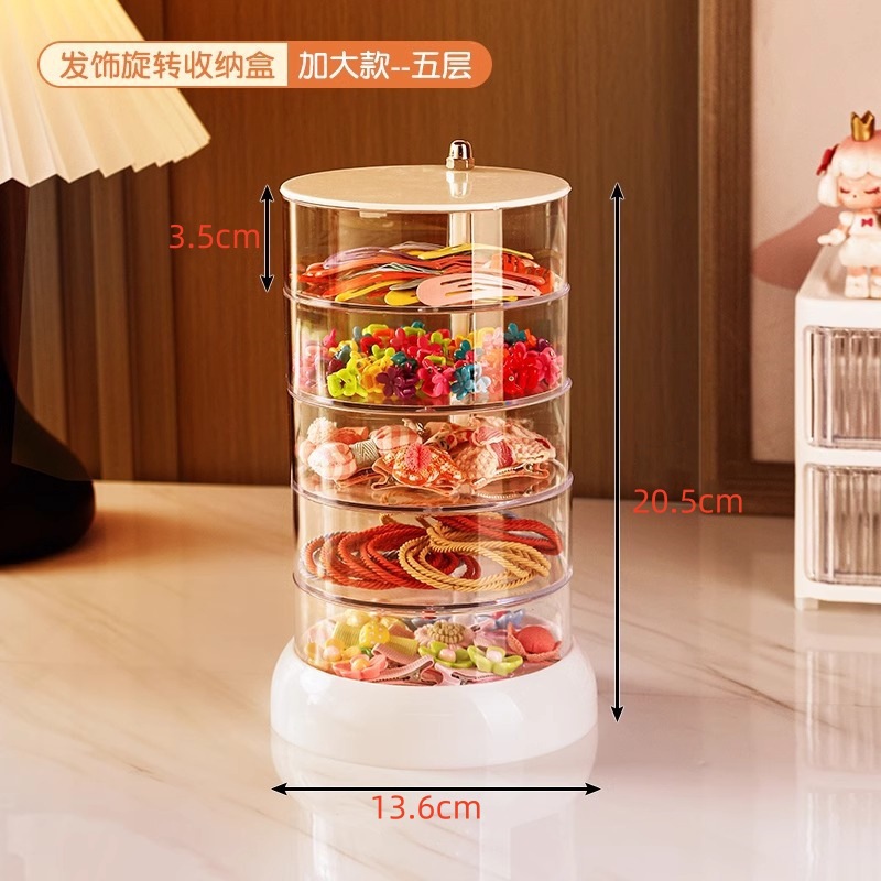 caja de almacenamiento de escritorio giratoria a prueba de polvo cabello de cabello cojín de aire lápiz labial cepillo de maquillaje recipiente