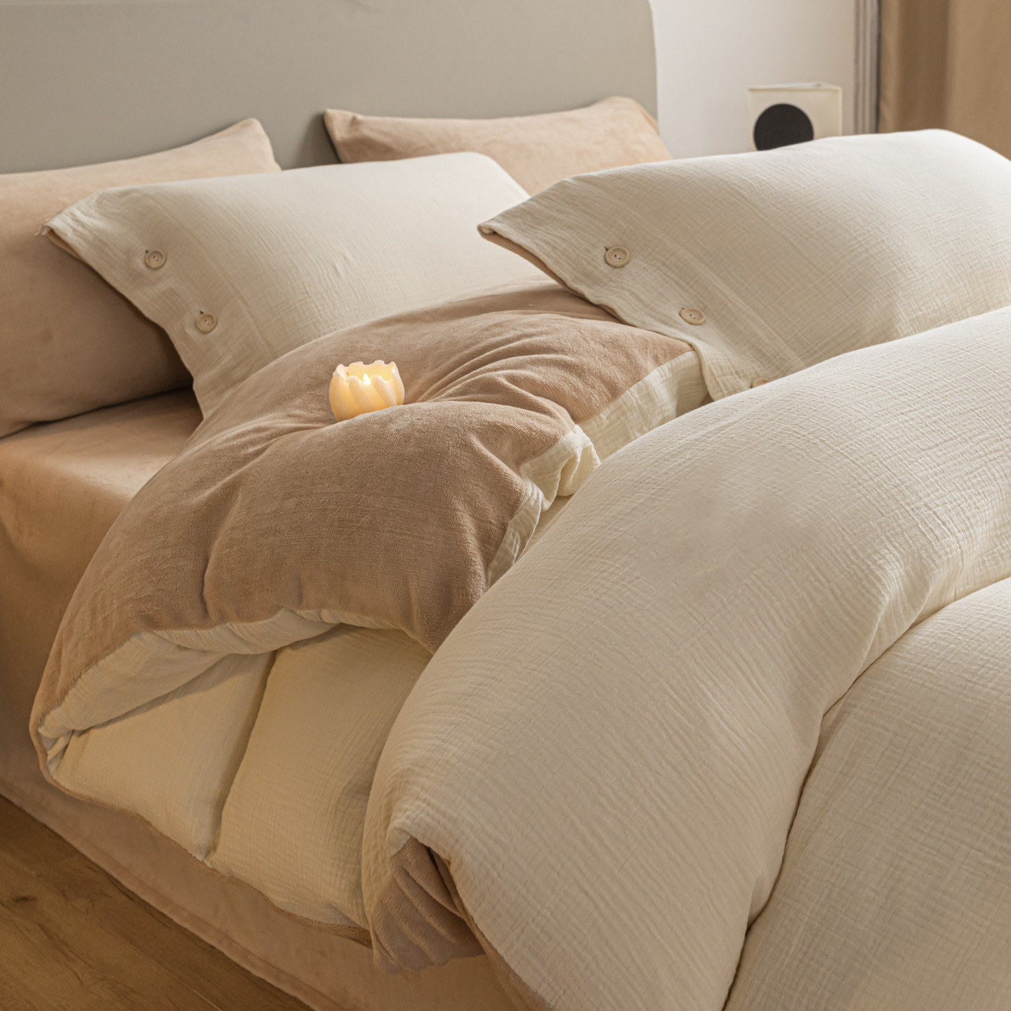 Doble hilo de leche de lana de cuatro piezas de otoño y invierno engrosado cálido edredón de coral cubierta sábanas de cama de algodón de lana de cama