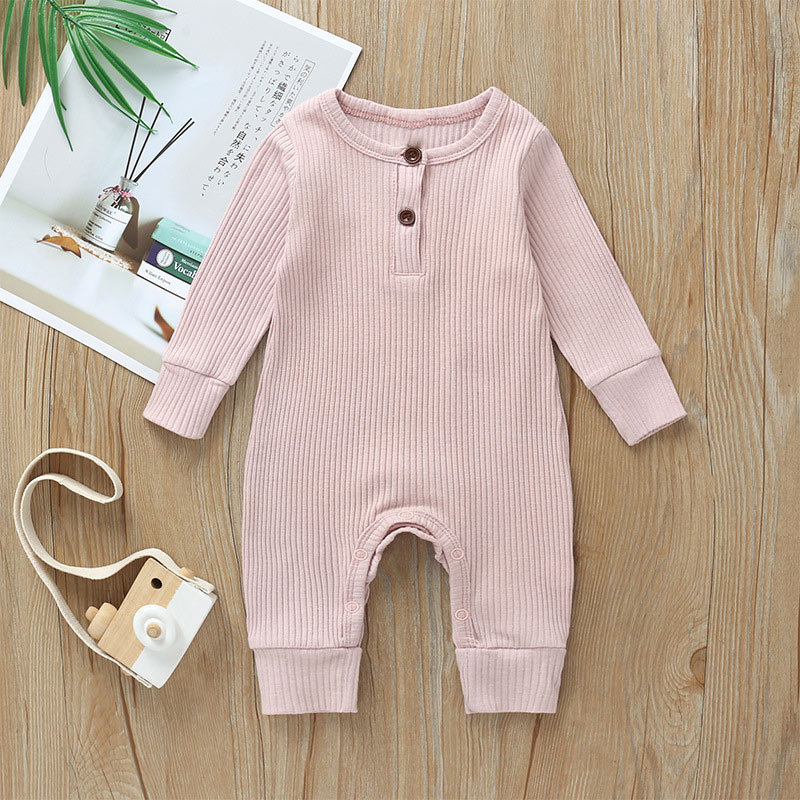 Spring And Autumn Long Sleeve Baby Jumpsuits Solid Color Simple Fashion Baby Romper Romper Newborn Jumpsuit display picture 10