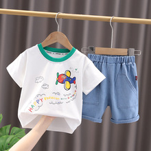 儿童装男童夏装套装1周岁一岁半3到4宝宝飞机短袖夏天2小孩衣服潮