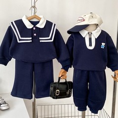 新品春秋韓系童裝男童套裝POLO領學院風純棉兒童幼兒園園服服裝