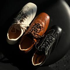 素晴らしい商品！東莞高品質本革スポーツシューズレトロスクエアトゥフラットスタイルトレーニングシューズレースアップ暴走ジョギングシューズ