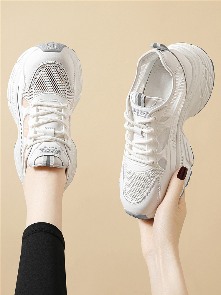 Giày sneaker nữ đế dày mùa hè 2025 đa năng đế mềm êm chân — 7252 gót xanh cao 5cm, 7252 màu xám gót cao 5cm