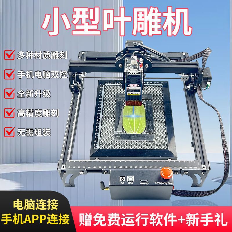 激光雕刻桌面小型全自动切割机大功率叶雕摆摊树叶携带方便打标机