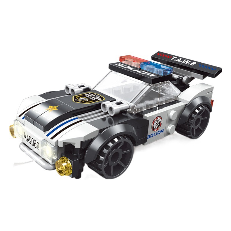 United Creative 7607 Coche de Policía Negro, Juguete de Bloques de Construcción en Caja Pequeña, Regalo Educativo para Instituciones, Pequeño Regalo Corporativo