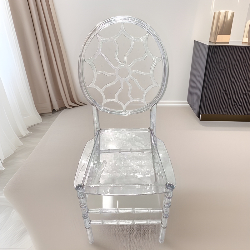 Fashionable Hotel Banquet Chair, Western Restaurant Home Leisure Chair with Backrest, Outdoor Wedding Acrylic Palace Crystal Chair
