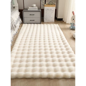 Cream-Colored Bubble Velvet Carpet, Plush Floor Mat, Bedroom Bedside Rug, Living Room Sofa Bay Window Mat, Dressing Room Coffee Table Mat