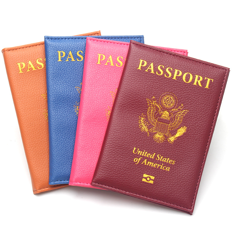 Slim US Passport Holder Protective Leather Case Portable Lychee Texture Passport Cover USA Travel Passport Wallet