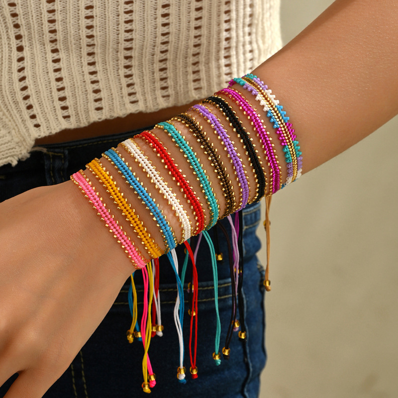 Miyuki Db Antique Beads Miyuki Simple Hand-Woven Bracelet Lucky Friendship Couple Adjustable Men's and Women's Chain Miyuki Db Antique Beads Miyuki Simple Hand-Woven Bracelet Lucky Friendship Couple Adjustable Men's and Women's Chain