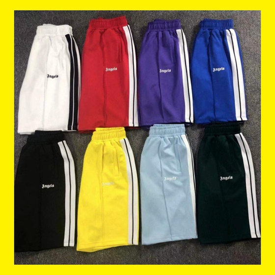 Long-term stock PA Angel Fashion Brand Striped Rainbow Ribbon Shorts Men's and Women's Couple High Street Loose Pants